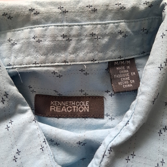 Kenneth Cole | Reaction Light Blue Men's button up collared Shirt - Picture 8 of 10